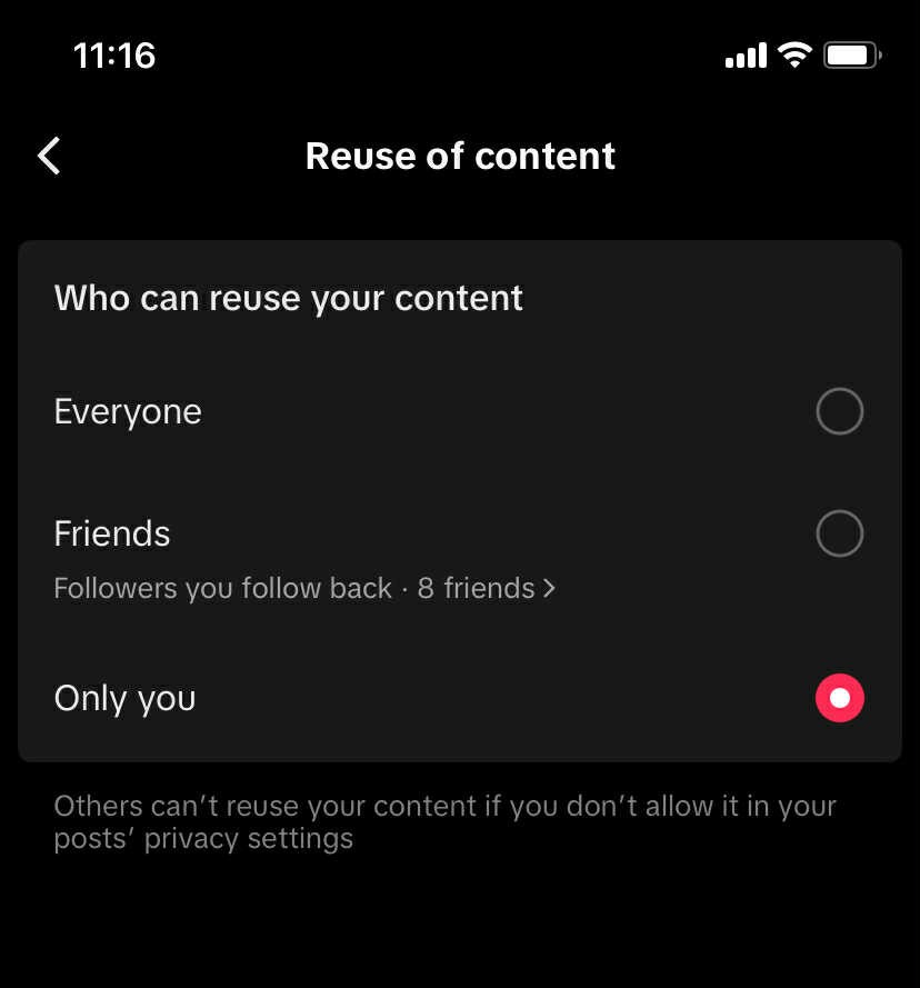 turn off Duet for all of existing videos