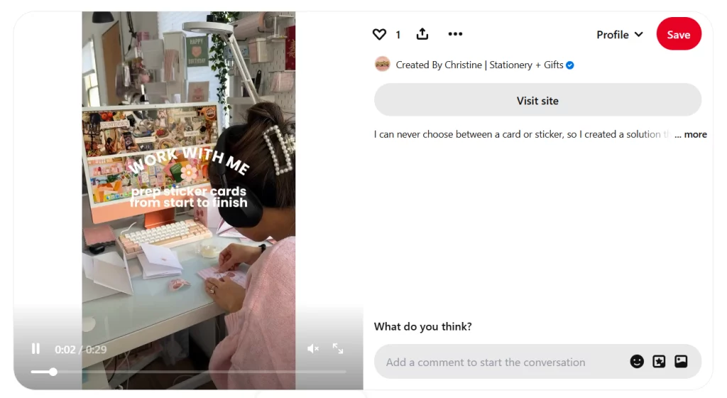 createdbychristineco promoted etsy on pinterest with a behind-the-scenes video