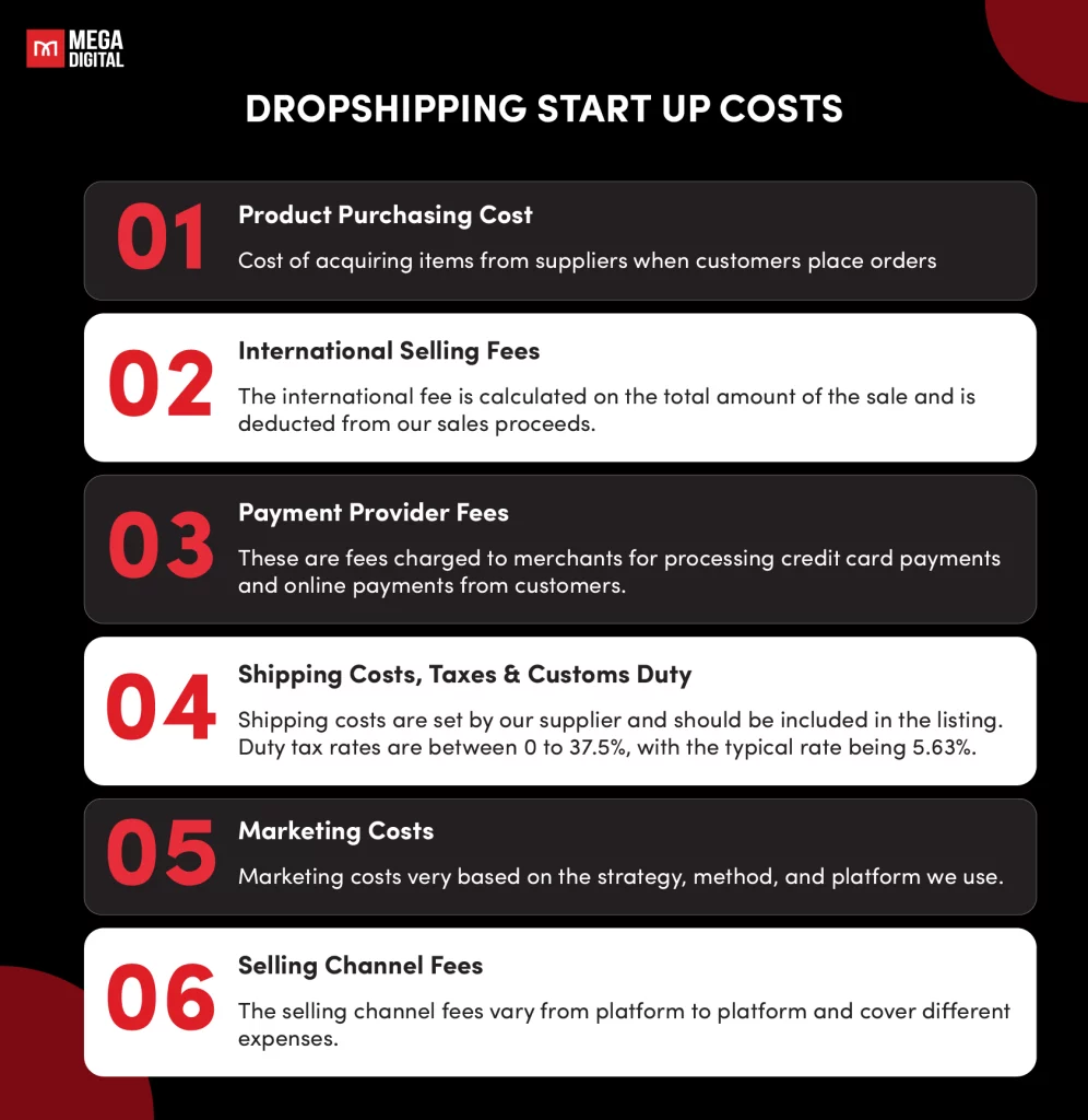 Dropshipping start up costs