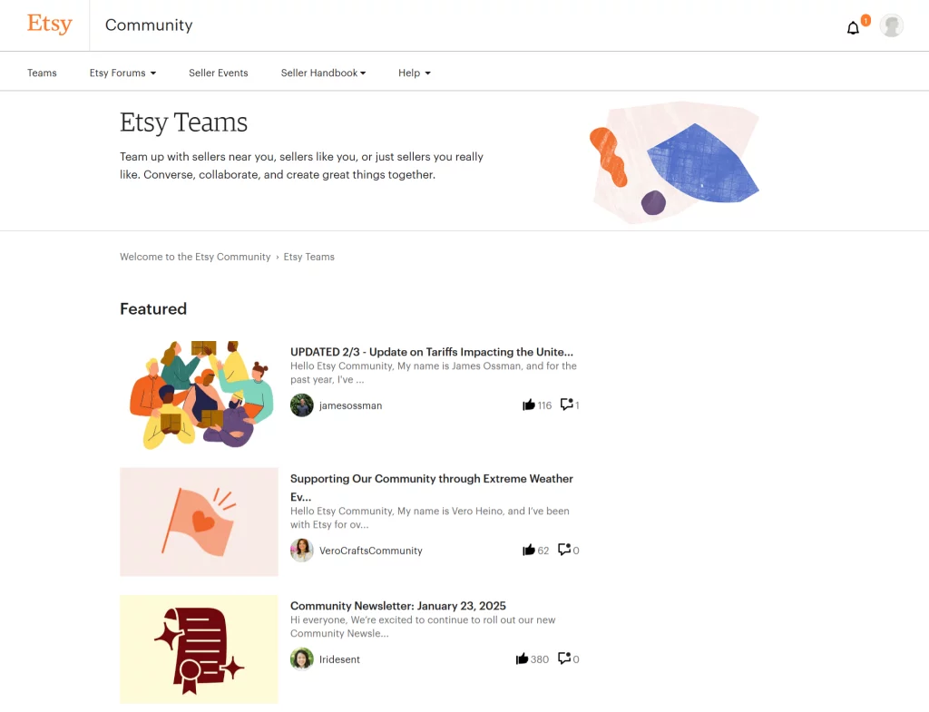 Join Etsy Teams