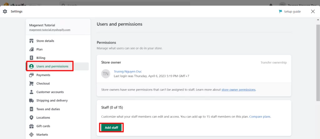 3. Shopify Admin Access