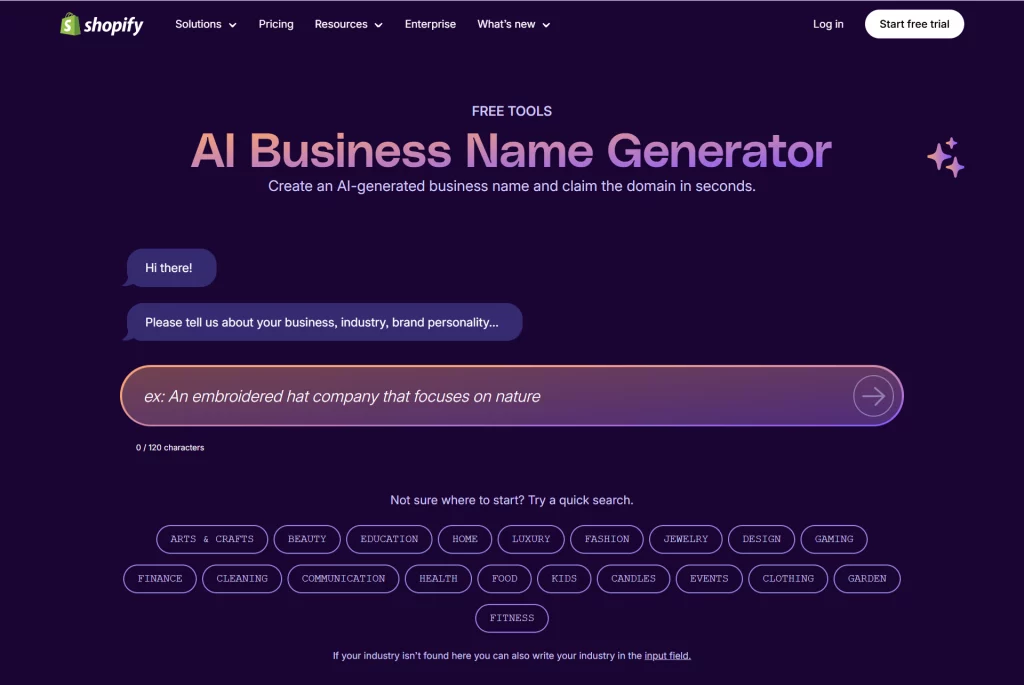 Shopify Free AI Business Name Generator