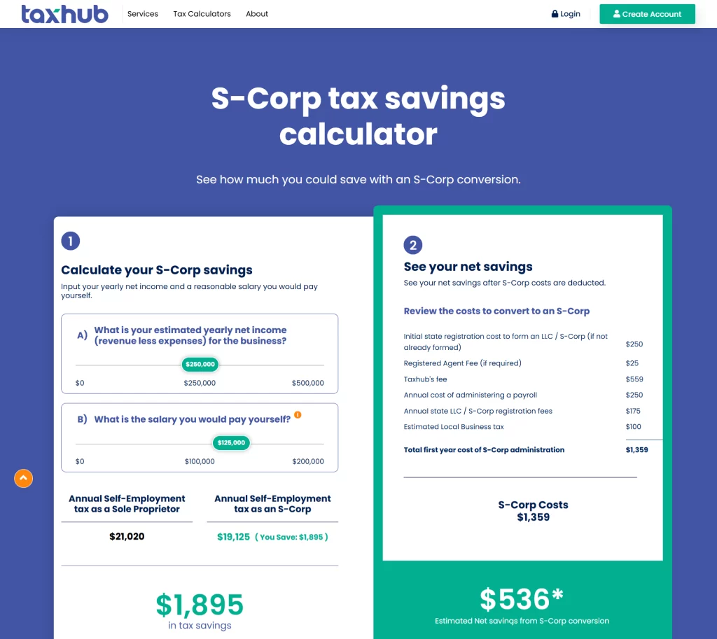 Taxhub S-Corp Business Filing And Calculator