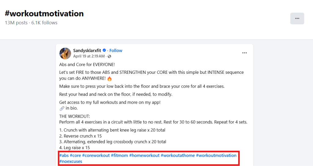 4. Fitness Hashtags