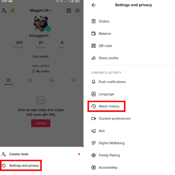 Cách xem video đã xem trên TikTok bằng tính năng “Lịch sử xem”