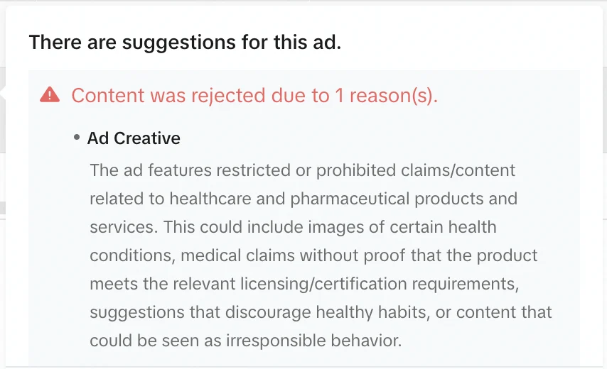 Misleading claims or information