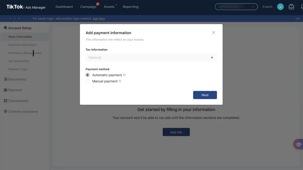 Step 5: Select Payment Method