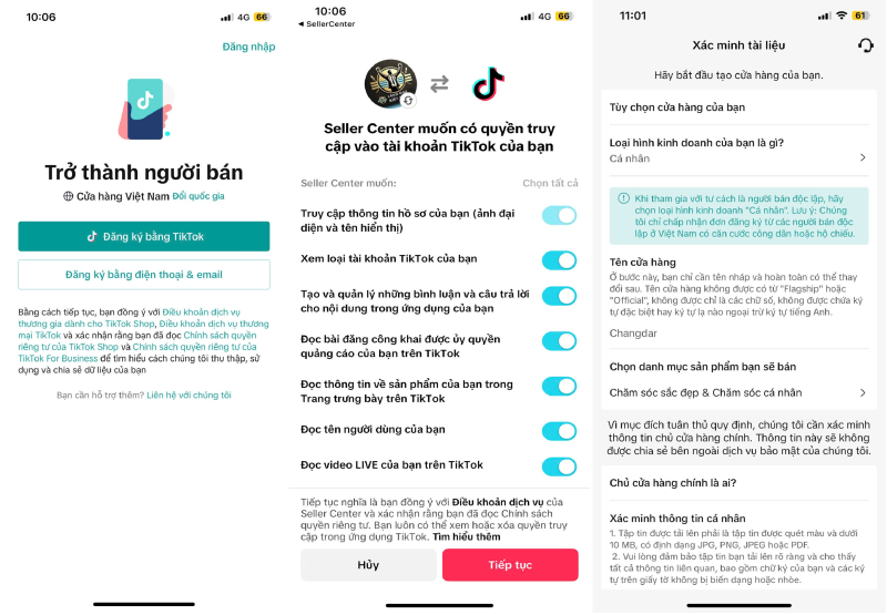 Đăng ký TikTok Shop bằng điện thoại