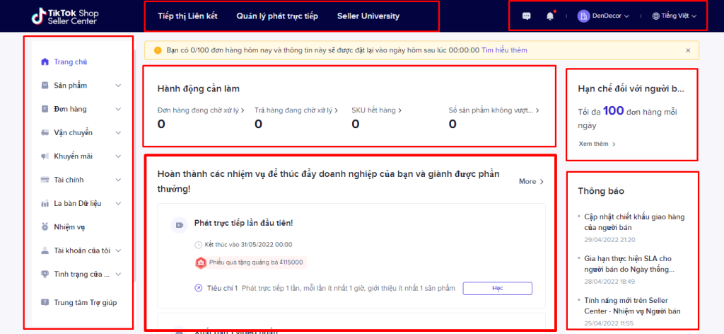 Đăng ký TikTok Shop trên trình duyệt web
