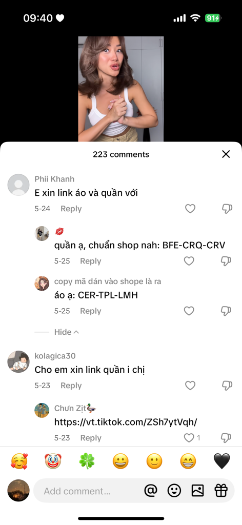 Gắn link trong bình luận hoặc caption