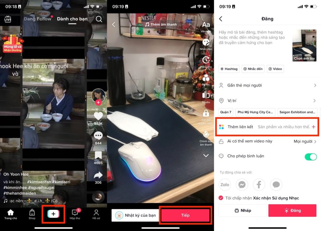 Không hiển thị sản phẩm trong video