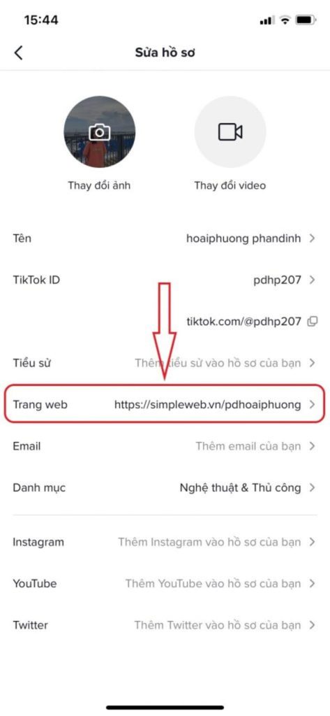 Không thấy mục thêm link trong phần tiểu sử (bio)