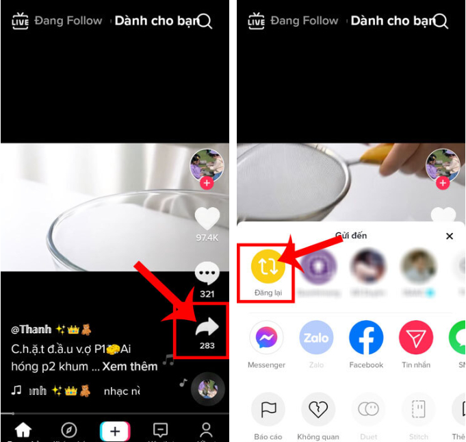 Cách đăng lại video trên TikTok