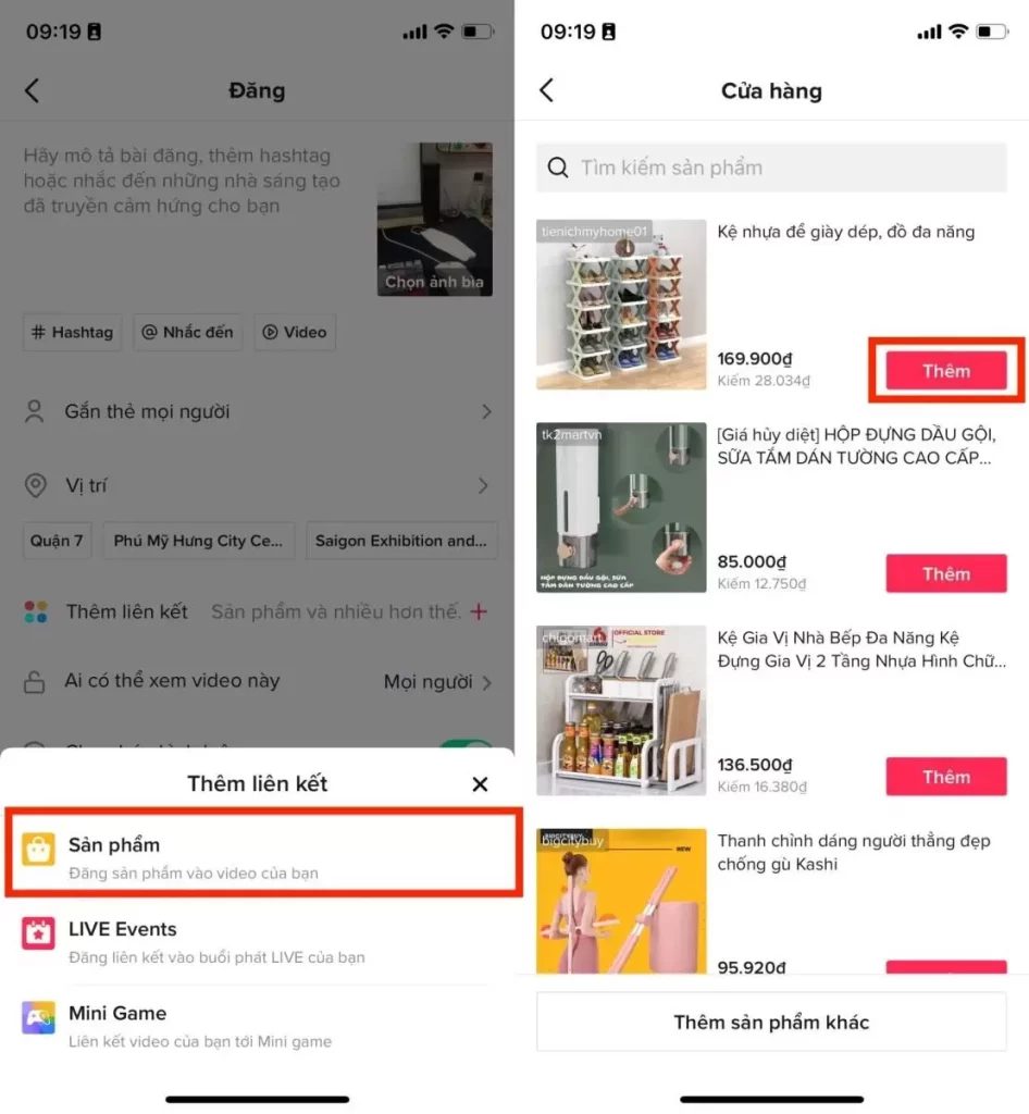 Gắn sản phẩm vào video TikTok