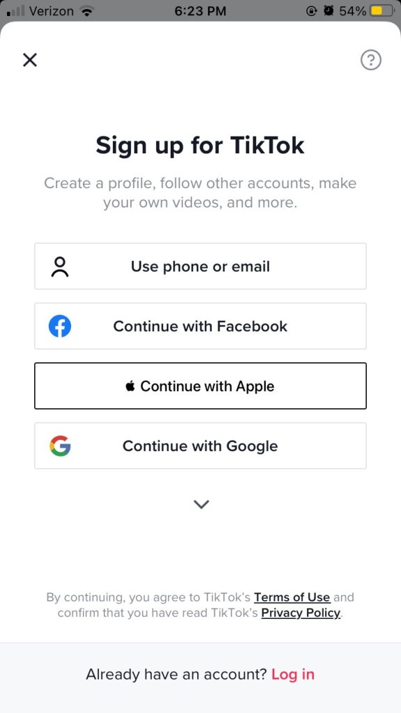 Log In with a New Account