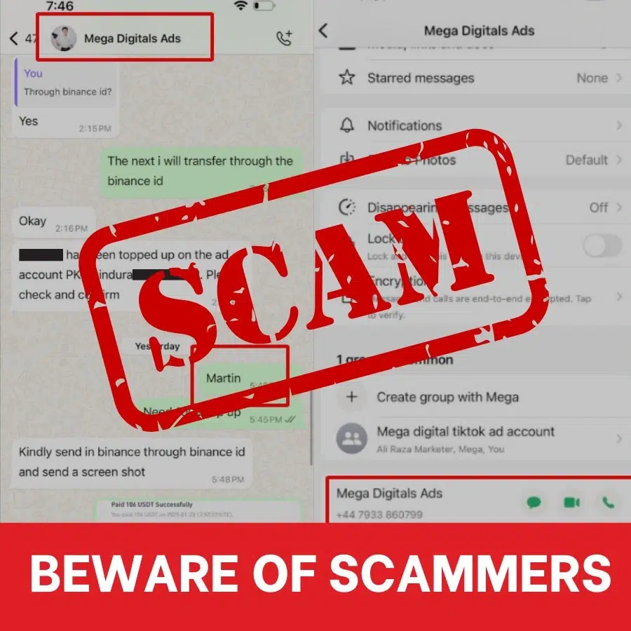SCAM ALERT - Impersonators of Mega Digital in Action