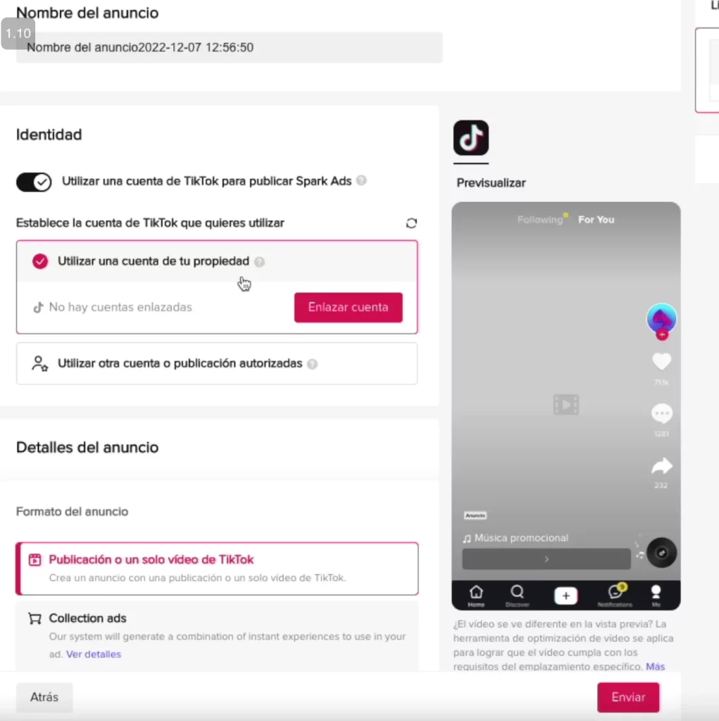 Cómo configurar un In-Feed Ad en TikTok paso a paso