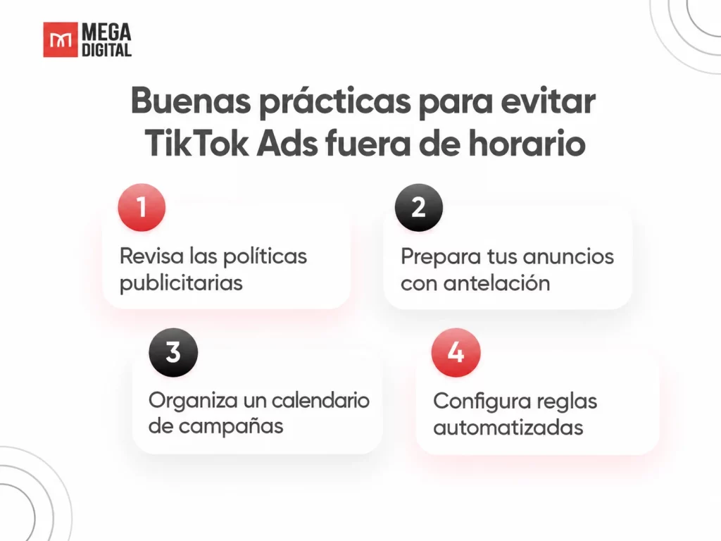 Buenas prácticas para evitar TikTok Ads fuera de horario